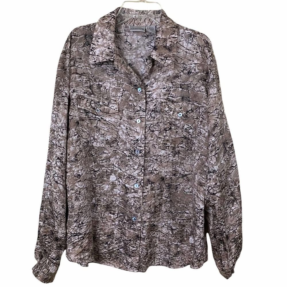 Chico’s Silk Beige Black Snake Print Blouse Medium